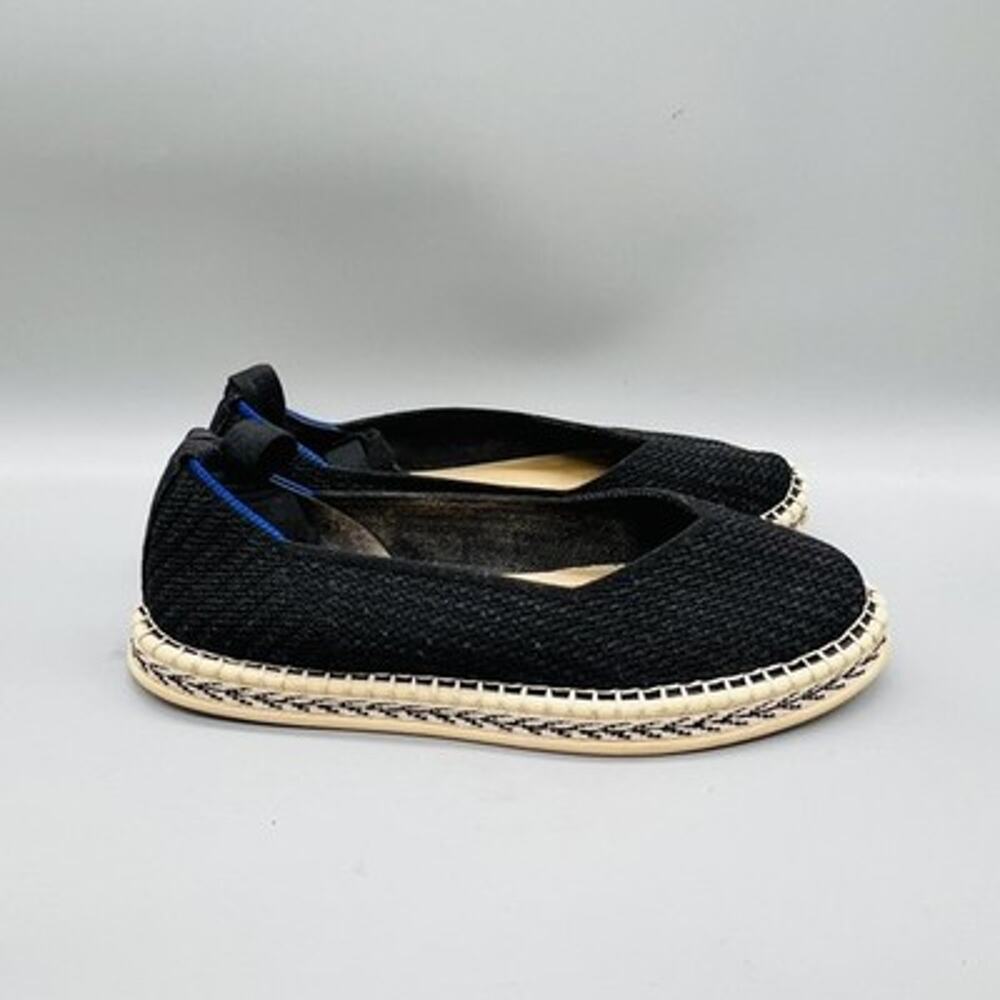 Rothy's Shoes Womens 9 Black Knit Tie Espadrille Flats Slip On Comfort Casual
